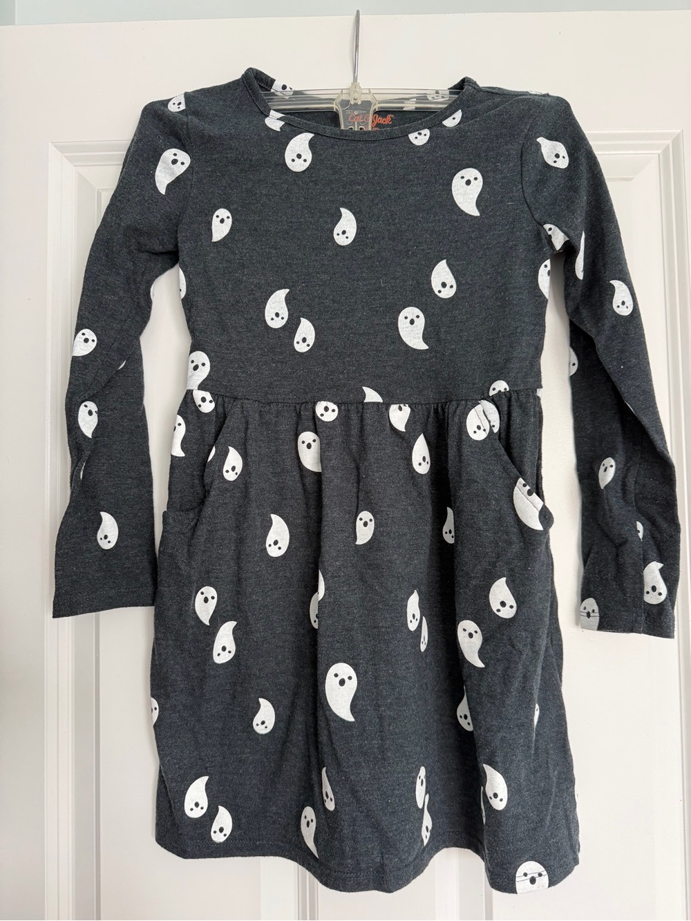 Cat & Jack Dark Gray Ghost Print Long Sleeve Dress